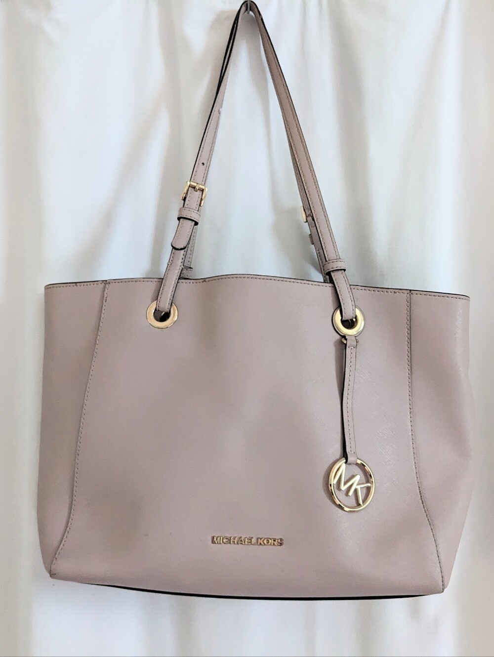 Michael Kors Medium Walsh Saffiano Leather Tote Bag in Light Pink Beige *Flaws